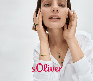 Goldener Damenschmuck mit grünen Steinen von s.Oliver